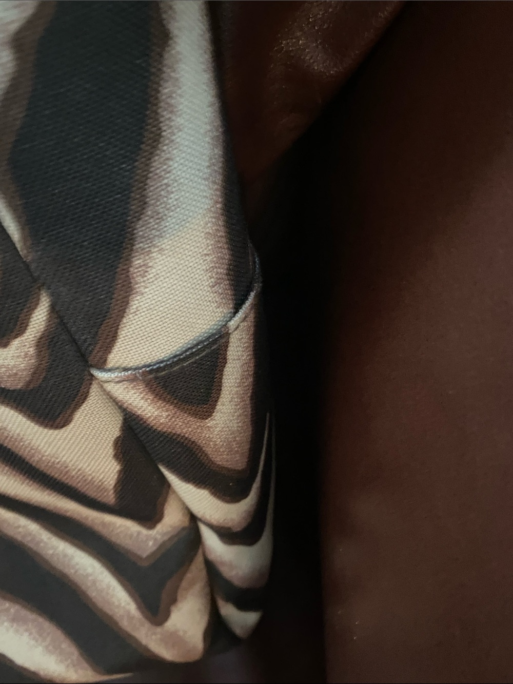Zebra-Print Tote Bag in Brown and Cream - Picture 7 of 9